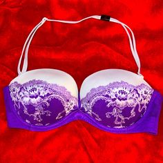 Purple And Gray Victoria’s Secret Strapless Bra Nwt. Note: Only Comes With Halter Strap. Purple Underwire Bra With Removable Pads, Purple Fitted Bra With Removable Pads, Fitted Purple Bra With Removable Pads, Elegant Purple Push-up Bra, Elegant Purple Bra With Lined Body, Elegant Purple Lined Bra, Elegant Partially Lined Purple Bra, Elegant Victoria's Secret Purple Bra, Purple Push-up Bra With Padded Cups