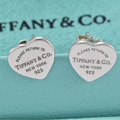 Silver | Authentic | Polished And Cleaned To Look New | Comes With Original Tiffany’s Packaging Tiffany Heart Earrings, Tiffany Earrings Tiffany & Co., Nickel-free White Sterling Silver Heart Earrings, Tiffany & Co Heart Earrings, Blue Nickel-free Sterling Silver Heart Earrings, Mini Heart, Heart Studs, Heart Earrings Studs, Tiffany & Co.