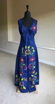 Embroidered Blue Maxi Dress For Summer, Blue Embroidered Floor-length Maxi Dress, Blue Sleeveless Maxi Dress With Floral Embroidery, Spring Embroidered Blue Maxi Dress, Blue Cotton Maxi Dress With Floral Embroidery, Fitted Embroidered Blue Maxi Dress, Fitted Blue Embroidered Maxi Dress, Fitted Blue Maxi Dress With Floral Embroidery, Blue Fitted Maxi Dress With Embroidery