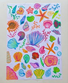 an image of colorful sea life drawing on paper