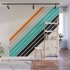 With our Wall Murals, you can cover an entire wall with a rad design - just line up the panels and stick them on. They're easy to peel off too, leaving no sticky residue behind. With crisp, vibrant colors and images, this stunning wall decor lets you create an amazing permanent or temporary space. Available in two floor-to-ceiling sizes.      - Size in feet: 8' Mural comes with four 2'(W) x 8'(H) panels   - Size in feet: 12' Mural comes with six 2' x 8' panels   - Printed on self-adhesive woven 70s Stripe Wall, Retro Wall Paint, 70s Wall Mural, Retro Mural, Striped Walls, Magenta Pattern, Brand Graphics, Removable Wall Murals, Summer Stripes