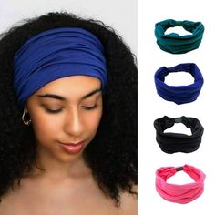 Wide headbands are made of high quality polyester, nice stretchy ,not make mark on your forehead,comfortable to wear. Size: one size.  Color: Black.  Gender: female.  Age Group: adult. Yoga Hair, Ladies Head Scarf, Head Wrap Headband, Stretch Headband, Athletic Hairstyles, Turban Headwrap, Bandana Hairstyles, Bandana Scarf, Black Yoga