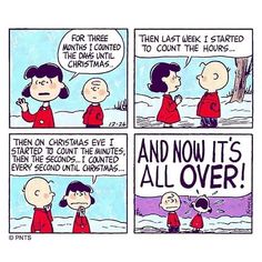 a comic strip with peanuts saying, and now it's all over