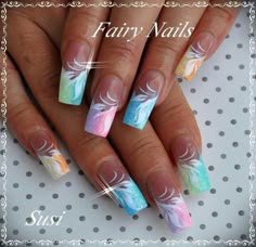 #KimsKieNails Fairy Nails, Fingernail Designs, Summer Nail Art, Airbrush Nails, Colorful Nail, Fancy Nails Designs, Colorful Nails, Nail Art Designs Summer, Her Nails