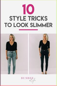 Before I dive into these tips, I want to clarify that nobody NEEDS to look slimmer! Own your body, rock it with confidence, and love yourself! These tips are just for those days you might want to look a little slimmer or taller. You’ll see some before and after pictures below. There is nothing wrong with the before shots…these are all my clothes, and I wear them all! I’m just trying to show an example. You can watch the video on this topic below. Style Tricks, Busbee Style, Body Rock, Mode Tips, Clothing Winter, Flattering Outfits, 60 Fashion, Fashion Tips For Women, Style Mistakes