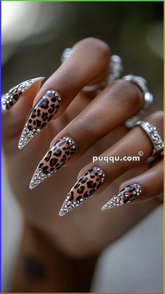 Fantasy Nails Designs, Jazzy Nails, Leopard Print Nail, Leopard Nail Designs, Cheetah Nail Designs, Fingernail Art, Cheetah Print Nails, Unghie Nail Art, Cheetah Nails