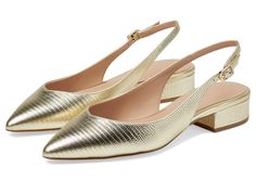 PRICES MAY VARY. Slingback flat with functional branded buckle for ease of entry V-shaped topline Fully padded foam sock liner for added comfort Gold Shoes Flats, Pale Beige, Laser Design, Women's Flat Shoes, Lizard Print, Slingback Flats, Cole Haan Women, Buckle Shoes, Gold Shoes