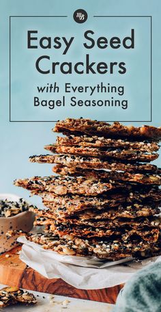 an image of easy seed crackers with everything bagel seasoning