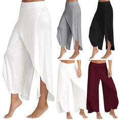 Womens Chiffon Palazzo Pants Yoga Wide Leg Pants Hippie Boho Trousers PLUS Size | eBay Open Leg Pants, Women Wide Leg Pants, Meditation Outfit, Flared Palazzo, Wide Leg Yoga Pants, Getting Back In Shape, Harem Pants Women, Pants Loose, Baggy Pants