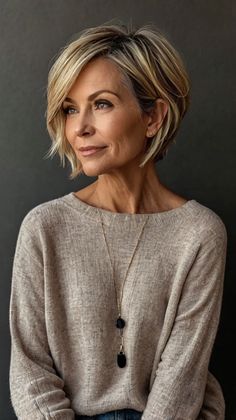 Short Hairstyles for Women Over 50 Off The Face Hairstyles Short, Short Layered Gray Hair, Short Hairstyle Women Back View, Bob Hairstyles For Women Over 50, Short Messy Hair Women, Messy Bob Hairstyles For Fine Hair, Soft Waves Short Hair, Styling Short Bob, Hair Ideas For Fine Hair