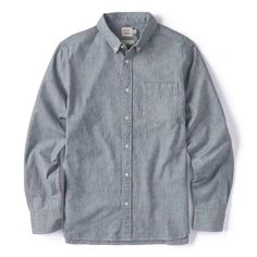 Flint and Tinder Selvedge Architect Shirt - Marled Blue | Long Sleeve Shirts | Huckberry Classic Gray Relaxed Fit Shirt, Classic Unstructured Long Sleeve Tops, Classic Gray Shirt For Fall, Fitted Gray Cotton Shirt, Classic Gray Fall Shirt, Gray Cotton Shirt For Work, Classic Gray Cotton Tops, Classic Long Sleeve Shirt For Casual Gatherings, Flint And Tinder