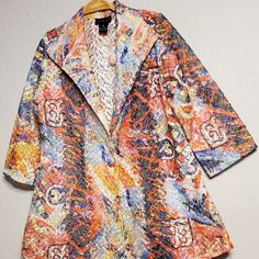 Gorgeous Colorful Weavz Jacket Size Small 100%Polyester New With Tags Fitted Printed Outerwear For Fall, Multicolor Printed Blazer For Spring, Trendy Multicolor Spring Outerwear, Fall Printed Multicolor Blazer, Fall Multicolor Printed Blazer, Trendy Multicolor Fall Blazer, Trendy Multicolor Blazer For Fall, Multicolor Casual Blazer For Fall, Casual Multicolor Fall Blazer