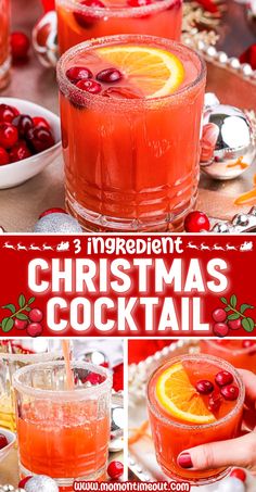 christmas cocktail with cranberries and oranges