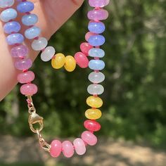 Plain Gold Necklace, Gem Candy, Funky Necklace, Rainbow Boho, Hand Knotted Necklace, Candy Jewelry, Necklace Bead, Rainbow Gemstones, Rainbow Gift