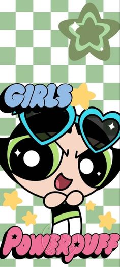 the powerpuff girl character is wearing sunglasses and has stars on her head, while she