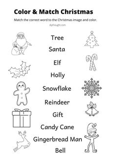 the christmas word family worksheet with pictures and words to help kids learn how to read