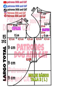 a diagram showing the size and measurements of a dog's coat, collars, pants