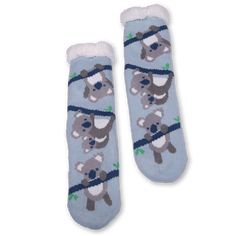 Women's Koala Cozy Warmer Slipper Socks with Sherpa Lining Super Soft Socks For Indoor Use, Super Soft Comfortable Socks For Indoor Wear, Super Soft Comfortable Indoor Socks, Cozy Non-slip Socks For Indoor Use, Cozy Non-slip Indoor Socks, Soft Comfortable Indoor Socks, Comfy Warm Indoor Slippers, Cozy Comfortable Non-slip Socks, Soft Snug Socks For Indoor Use