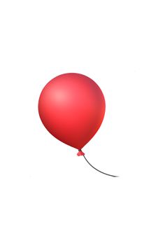 a red balloon floating in the air on a white background