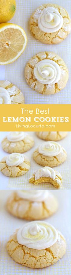 lemon cookies with white icing and sliced lemons