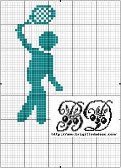 a cross stitch pattern with the silhouette of a person holding a tennis racket in their hand