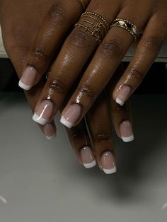 on black girl, black skin Short Nails Ideas Brown Skin, Nail Designs 2023 Black Women, Short Nails Ideas For Black Skin, French Nails For Dark Skin, Short French Nails Black Women, Summer Nails On Black Women, Wedding Nails On Black Women, Acrylics On Dark Skin, African American Nails Dark Skin