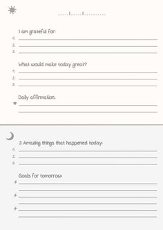 two worksheets with the words i am grateful for and what would we make today great?