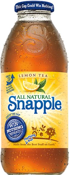 a bottle of snapple tea sitting on top of a table