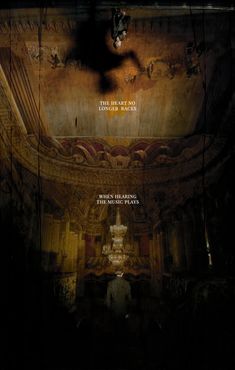 a movie poster with an image of a man standing in the middle of a room