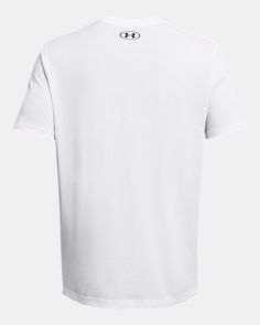 Super-soft, cotton-blend fabric provides all-day comfort|Ribbed collar Casual Under Armour Tops, Cotton Tops With Ribbed Collar, Solid Cotton Top With Ribbed Collar, Cotton Top With Ribbed Collar, Casual Solid Color Under Armour Tops, Under Armour White Moisture-wicking Top, Under Armour Cotton Short Sleeve Shirt, Under Armour Cotton T-shirt With Letter Print, Under Armour Short Sleeve T-shirt With Letter Print