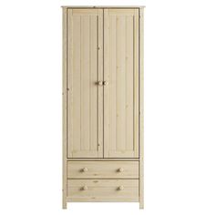 a wooden armoire with two drawers