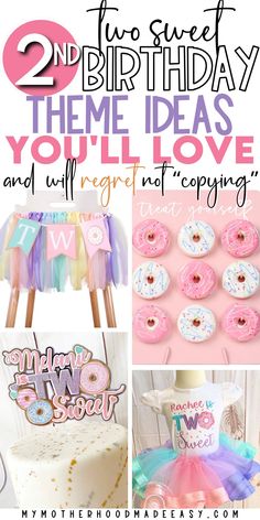 two birthday party themes with donuts and cupcakes