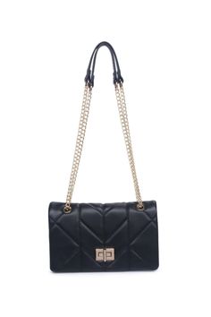 The intricate and eye-catching quilted design, combined with the elegant gold hardware, creates a unique and fashion-forward look. With an adjustable strap for comfort and a secure turn lock closure to keep your essentials organized and safe, this crossbody is the perfect accessory for any occasion that calls for a touch of edge. *Item Type: Crossbody *Material: Vegan Leather *Closure: Turn Lock *Exterior Details: Geometric Quilted Design, Gold Hardware *Interior Details: Fabric Lined, 1 Zip Pocket, 2 Separate Compartments Gold Crossbody Bag With Gold-tone Hardware, Crossbody Bag With Gold-tone Hardware, Gold-tone Hardware Crossbody Bag Strap, Luxury Gold-tone Hardware Crossbody Box Bag, Black Crossbody Wallet With Gold-tone Hardware, Maxi Jumpsuit, Candle Matches, Swimwear Sets, Long Sleeve Midi