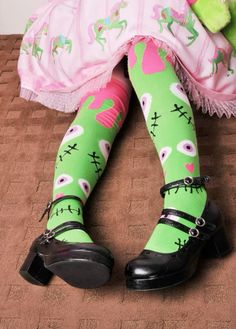 Funky Tights, We're All Mad Here, Zombie Girl, Pastel Grunge, Creepy Cute, Pastel Goth, Rubber Rain Boots