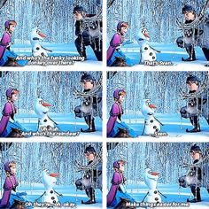 the frozen queen and her snowman are talking to each other