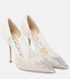 Love 100 Crystal Embellished Pumps in White - Jimmy Choo | Mytheresa Jimmy Choo Wedding Shoes, Jimmy Choo Bridal, Jimmy Choo Pumps, Jimmy Choo Heels, Bridal Heels, White Pumps, Wedding Heels, Jimmy Choo Shoes, High Heel Pumps