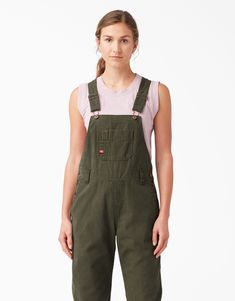 Overalls For Women , Moss Green M | Relaxed Fit Straight Leg | Dickies Dickies Overalls Outfit, Green Overalls Outfits, Dickies Overalls, Overalls Outfits, Green Overalls, Work Overalls, Overalls For Women, Style Overalls, Dickies Workwear