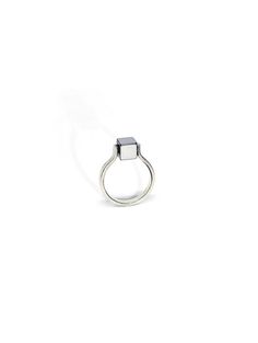 Hematite cube ring, spinning ring, silver ring, fidget ring, meditation ring, kinetic ring, spinner ring, anxiety ring, anxiety relief jewelry Diy Spinner Ring, Kinetic Ring, Fidget Jewelry, Spinners Diy, Kinetic Jewelry, Ring Spinning, Egg Rings, Silver Smithing, Functional Jewelry