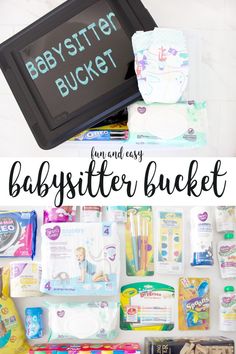 the babysitte bucket is full of diapers, wipes and other items