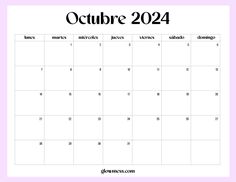 the october calendar is shown in black and white, with pink trimmings on it