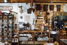 the inside of a store with many items on display