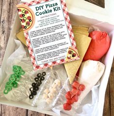 the diy pizza cookie kit includes cookies, marshmallows and pretzels