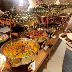 a buffet filled with lots of different types of food