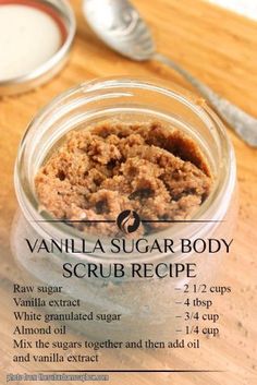 Make Body Scrub, Sugar Body Scrub Recipe, Diy Body Scrubs, Easy Diy Body Scrub, Diy Body Butter