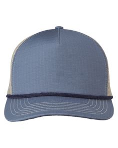 Ripstop Foam Trucker Hat - SLATE BLUE / NAVY RP - OS | Big Accessories Ripstop Foam Trucker Hat in Slate Blue/Navy Blue Rp | Cotton Slate Blue, Trucker Hats, Snapback Hats, Beanie Hats, Trucker Hat, Accessories Hats, Baseball Hats, Navy Blue, Mesh