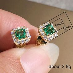 This classic style of geometric green cubic zirconia and gold stud earrings are ideal for imbuing any party look with elegance and poise. material: copper, cubic zirconia type: pierced ears earrings color: as shown style: classical formal Writing Gifts, Cz Stud Earrings, Stud Earrings For Women, Gold Stud, Copper Earrings, Earrings Color, Green Crystals, Fashion Mode, Exquisite Jewelry