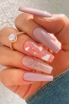 Looking for some bright & trendy summer nails? Try these totally cute and fun spring nail art ideas and designs for this year Formal Nails Acrylic Coffin, Design Acrylic Nails Art Ideas, Jewel Acrylic Nails, Cute Butterfly Nails, Mauve Nails, Blush Nails, Acrylic Nails Coffin Short, Pink Acrylic Nails, Short Acrylic Nails