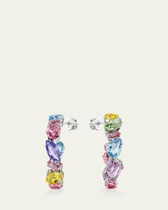 SWAROVSKI "Gema" hoop earrings    Rhodiumtone metal    Mixcut colorful stones    For pierced ears    Imported Multicolor Gemstone-accented Fine Jewelry Earrings, Multicolor Gemstone Accented Fine Jewelry Earrings, Multicolor Multi-stone Earrings For Party, Party Multicolor Multi-stone Earrings, Multicolor Sparkling Stones Drop Earrings, Elegant Multicolor Gemstone Hoop Earrings, Multicolor Sparkling Drop Earrings, Multicolor Gemstone Hoop Earrings In Fine Jewelry Style, Fine Jewelry Multicolor Hoop Earrings