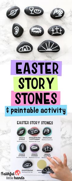 easter story stones and printable activity for kids to learn the letter t with their hands