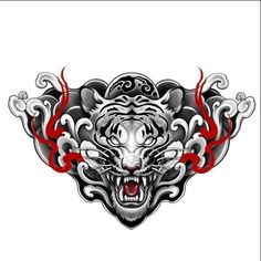 Tato Irezumi, Tato Mandala, Foo Dog Tattoo Design, Chest Tattoo Drawings, Tato Flash, Japanese Tiger Tattoo, Foo Dog Tattoo, Traditional Tattoo Designs